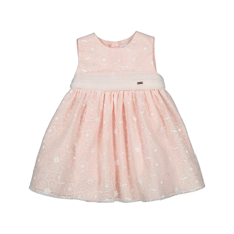 Mayoral Pale Pink Embroidered Organza Dress