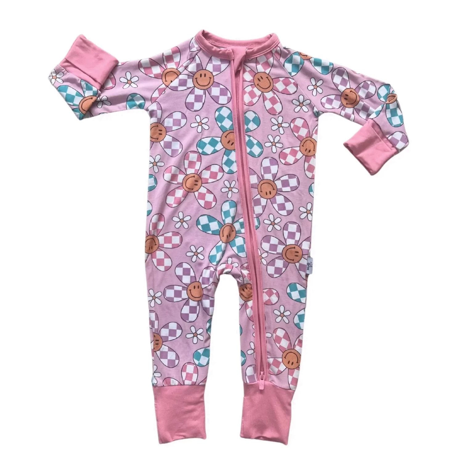 Bamboo Romper - Checker Flower