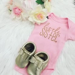 Little Sister Onesie - Gold Glitter