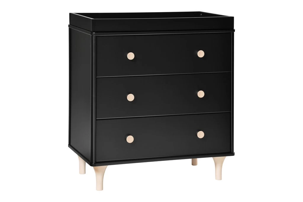 Babyletto Lolly 3 Drawer Changing Dresser - Black & Washed Natural - Image 2