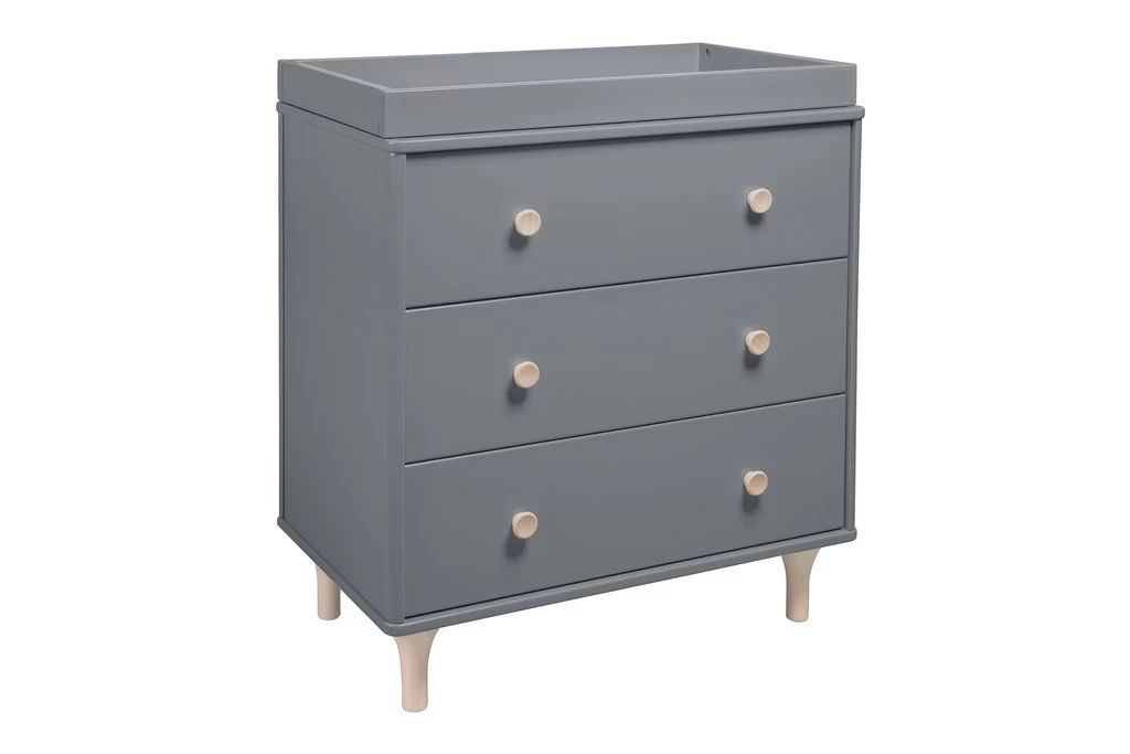Babyletto Lolly 3 Drawer Changing Dresser - Grey & Washed Natural - Image 2
