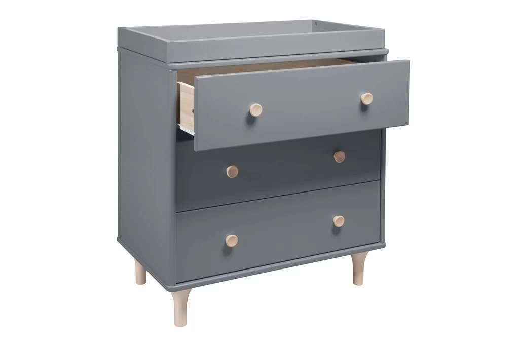 Babyletto Lolly 3 Drawer Changing Dresser - Grey & Washed Natural - Image 3