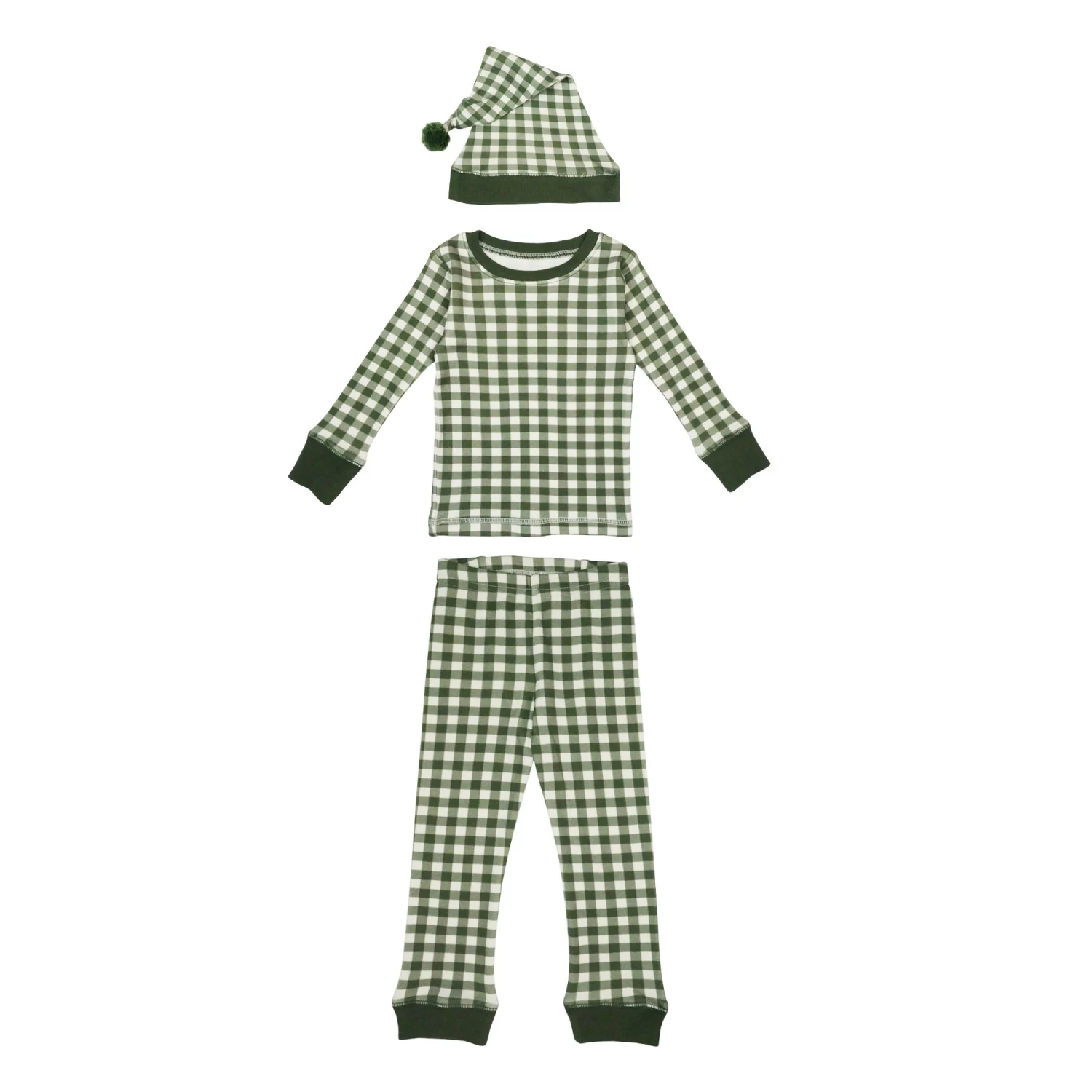 L'oved Baby Organic Christmas Eve Plaid Kid's Lounge Set + Hat - Image 2