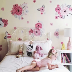 Pink & White Graphic Flower Wall Decals