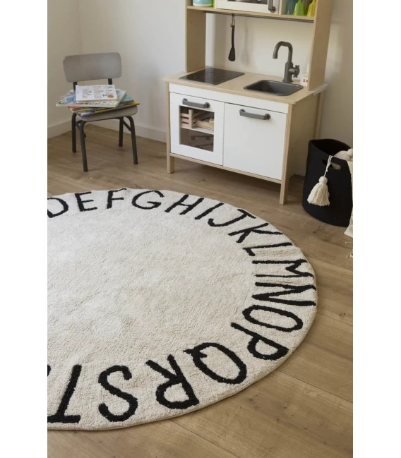 Lorena Canals Round ABC Rug - Black - Image 2