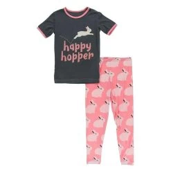 KicKee Pants Graphic Pajama Set - Strawberry Forest Rabbit