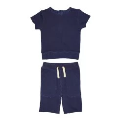 French Terry Shorts & Tee - Indigo