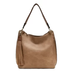 Amber Tassel Hobo Bag - Taupe