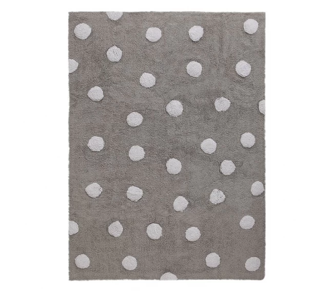 Lorena Canals Polka Dots Grey Rug - White
