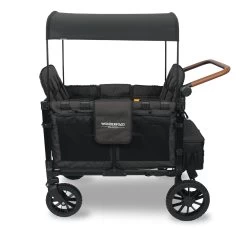W4 Luxe Wonderfold Multi-Function 4-Passenger Quad Stroller Wagon - Charcoal Gray/Black Frame